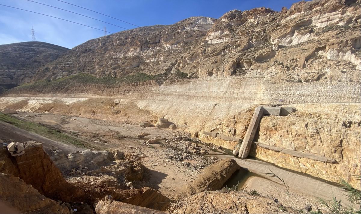The collapsed Derna Small Dam in Wadi Derna, Libya, photographed after the September 2023 failure
